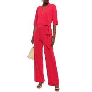 By Malene Birger Zhou Tie Front Wrap Effect Stretch Jersey Crepe Jumpsuit Medium